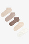 Gold Dotted 5 Pack Brown Booties Socks