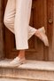 Women's Beige Daily Buckle Loafer Orthopedic Casual Comfortable Lightweight Stylish Elegant Shoes Full Mold Ballerinas