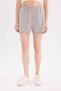 Straight Leg Flexible Waisted Gray Women's Shorts U3357Az/Gr52