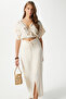 Women's Nara Muslin Stone Oyster Embroidered Blouse Skirt Bottom Top Set - 7