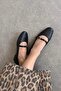 Wigins Women's Genuine Leather Ballerinas Black