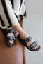 Gita Women's Buckle Detail Daily Comfort Leather Slippers Black - 2