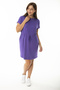 Women's Large Size Purple Tunnel Waist Lace-Up Low Sleeve Tunic Dress 65N36919 - 5