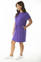 Women's Large Size Purple Tunnel Waist Lace-Up Low Sleeve Tunic Dress 65N36919 - 7