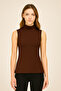 Women's Sleeveless Turtleneck Combed Cotton Blouse - Slim Fit Basic Body