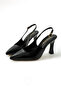 Women's Black Patent Leather Pointed Toe Back Strap Stiletto Heel Open Daily Elegant Comfortable Heeled Shoes - 5