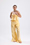 Selina Tie Detail Top Wide-Leg Trousers Woven Linen Two-Piece Set