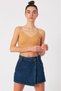 Women's Dark Blue High Waist Double Breasted Jean Shorts Skirt Without Lycra