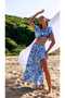 Tie-Dye Pattern Ruffle Shirring Detailed Skirt Crop Suit - 5