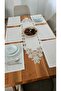 French Lace American Set with Linen Texture -6 People, 7 Pieces - 3