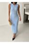 Women's Blue Sun Button Detailed Summer Dress - 3