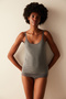 Cotton Trim Anthracite Cami Undershirt