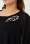 Comfortable Fit Chiffon Layered Blouse - Stone Embellished, Plus Size - 4