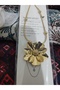 Flower Model Layered Steel Gold Color Necklace - 2