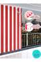 Red and White Striped Balcony Curtain with Cornice - Luxury Tailored Tarpaulin - 2