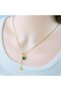 Still - Stylish Adjustable Stainless Steel Heart Necklace with Emerald Green Zircon Heart Stone Love Stamp - 5