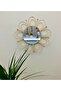 Natural Bamboo Rattan Bead Detailed Daisy Mirror Wall Decor - 2