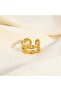Double Spiral Model Gold Color Adjustable Women's Ring - 6