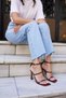 Cordeli Women's Burgundy Patent Leather Single Strap Heel Sandals - 4