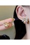 Metallic Glass Pearl.Zircon Stone Gold Color Steel Earrings.Gift - 2