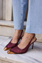 Leno Women's Burgundy Tul Detail Toe Iron Sandals - 4