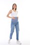 Pregnancy Stretchy Belly-Banded Adjustable-Waist Mom Fit Jeans Blue - 2