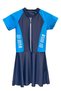 Uv Protection Skirted Tights Short Sleeve Girls Swimsuit Mira 1511 Turquoise - 2