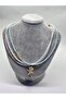 Dd43 Green White Triple Gold Starfish Layered Design Necklace with Heart Charm - 5