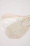 Women's Basic Plain Invisible 3-Piece Cotton Ballerina Socks T6922Azns - 8