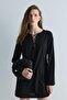 Black Karla Lace-Up Linen Dress - 5