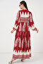 2423 Authentic Patterned Hijab Dress - G.Burgundy - 7