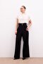 Wide Leg Pants with Waist Detail - Black - 4