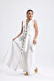 Leona 100% Linen Front Button Belted Long Dress - 3