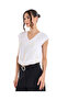 Embroidered Top with V-Neck and Cap Sleeves - 2