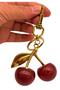 Angel Bag Accessory Red Glitter Cherry Keychain, Bag Ornament Antique - Gold Metal - 2