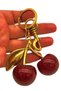 Angel Bag Accessory Red Glitter Cherry Keychain, Bag Ornament Antique - Gold Metal