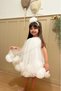 White Sleeveless Pom-Pom Hem and Pom-Pom Crown Baby Girl & Girls' Dress - Lara - 5