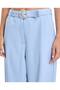Belted Wide Leg Trousers with Button Closure - 5