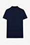 Skyloom Men's 100% Cotton Short Sleeve Regular Fit Navy Blue Polo Neck T-Shirt - 3