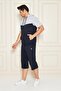 Men's Cotton Hooded Capri Suit Gray / Navy Blue 7501-G.L. - 5