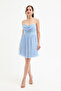 Women's Baby Blue Strap Mini Graduation Evening Dress - 4