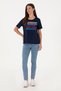 Women's Navy Blue Crew Neck T-Shirt 50299762-Vr033 - 4