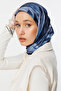 Navy Blue Lorya Pattern Cotton Scarf - 3