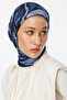 Navy Blue Lorya Pattern Cotton Scarf - 2