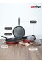 Impex Migo 4Piece Nonstick Cookware Set–Maroon-Kadai, Tawa, FryPan&Glass Lid-Heatproof Handles-FKTM - 5