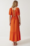 Heart Collar Textured Summer Knitted Dress Orange Lub0010 - 6