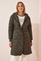 Hooded Quilted Coat Khaki Lhm0002
