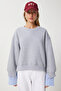 Oversize Shirted Sweatshirt Gray Blue Ldp0013 - 5