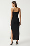 Black Knitted - Summer Long Wrap Dress, Slit - Lub0004 - 5