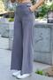 Women's Modal Silky Lycra Fabric High Waist Front Seam Pocket Loose Wide Leg Palazzo Pants-Anthracite - 4